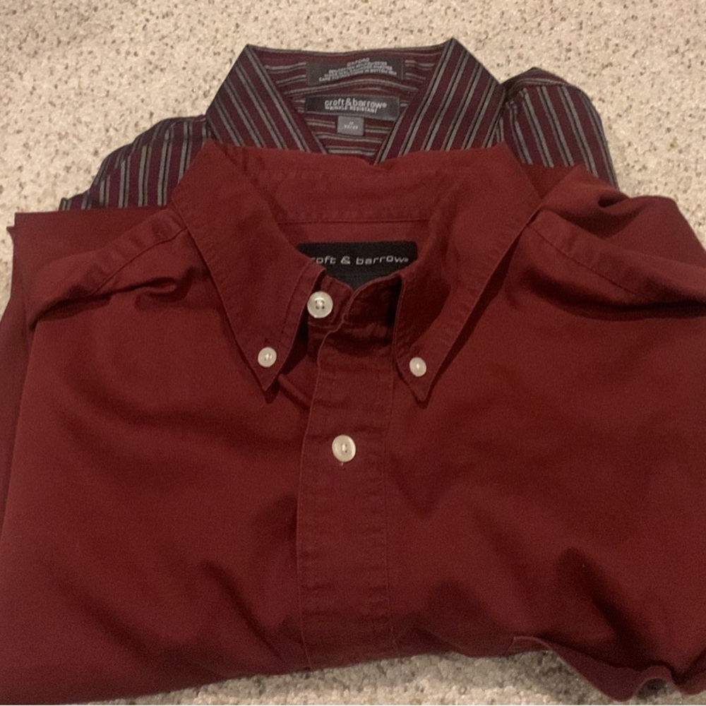 2 Croft And Barrow Long Sleeved Shirts Large and 17, 32/33
